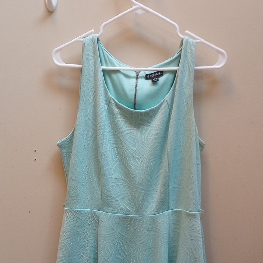 George Aqua Textured Sleeveless Dress